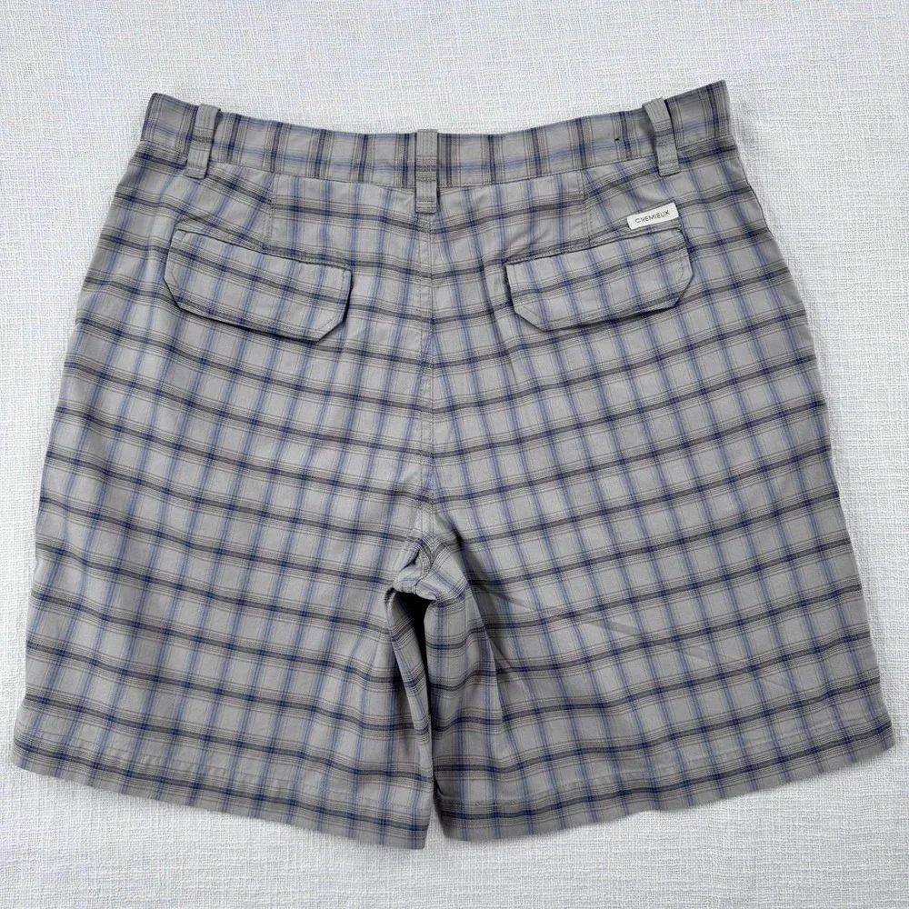 Daniel Cremieux Madison Mens 38 Plaid Flat Front Shorts Gray Blue Cotton